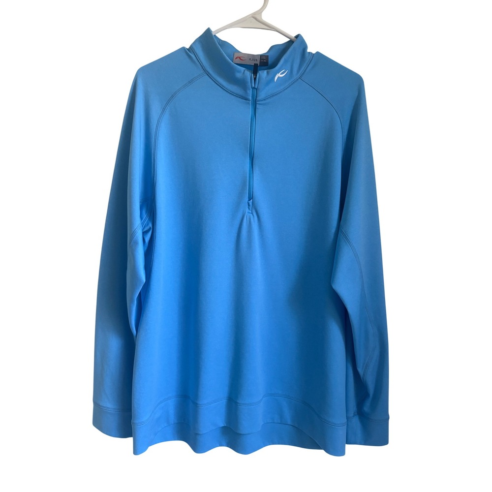 KJUS Men Keano Half-Zip Pullover Light Blue Golf Ski Mid Layer XL 54 MG25-D04